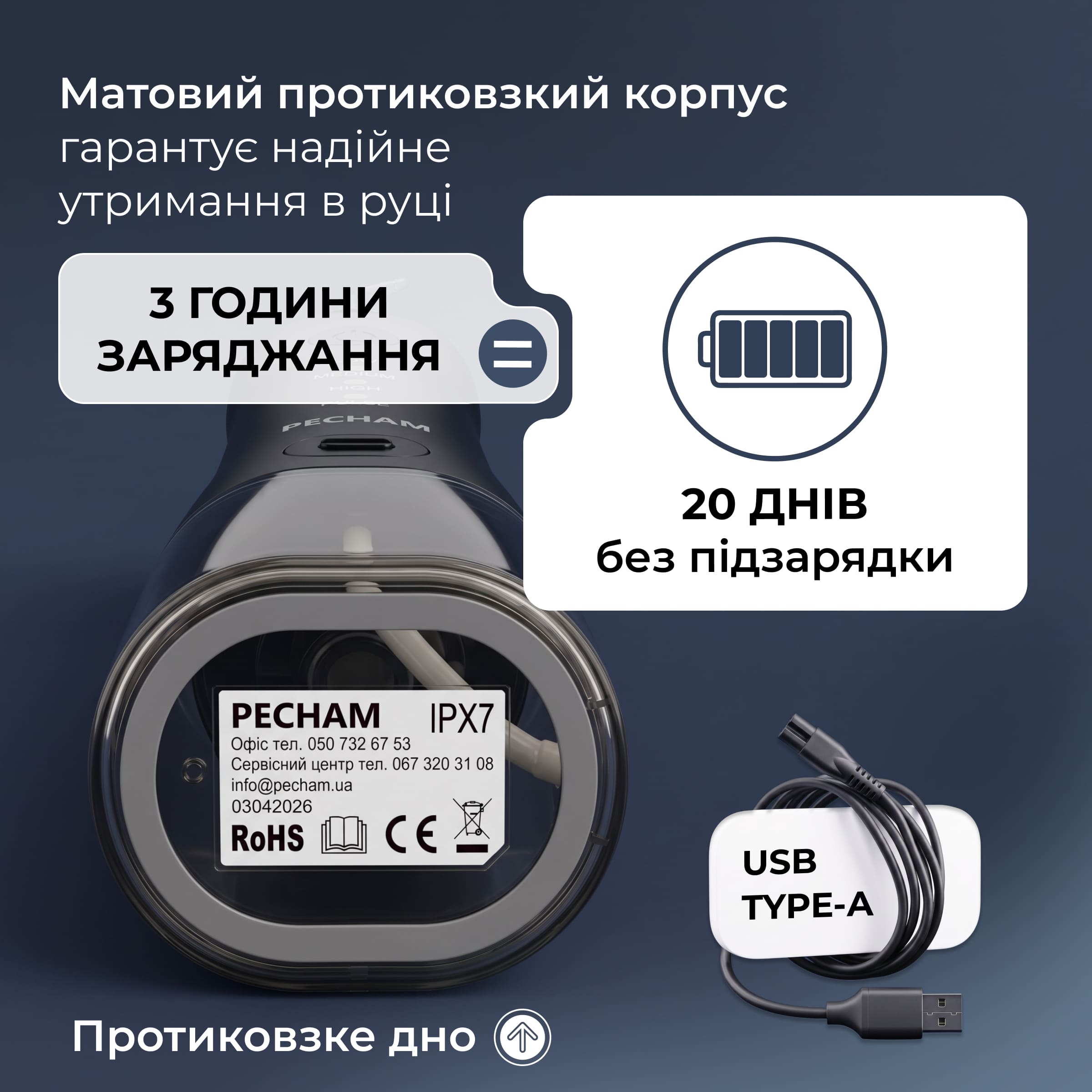 Іригатор Pecham travel black PC-1581 + річний запас насадок